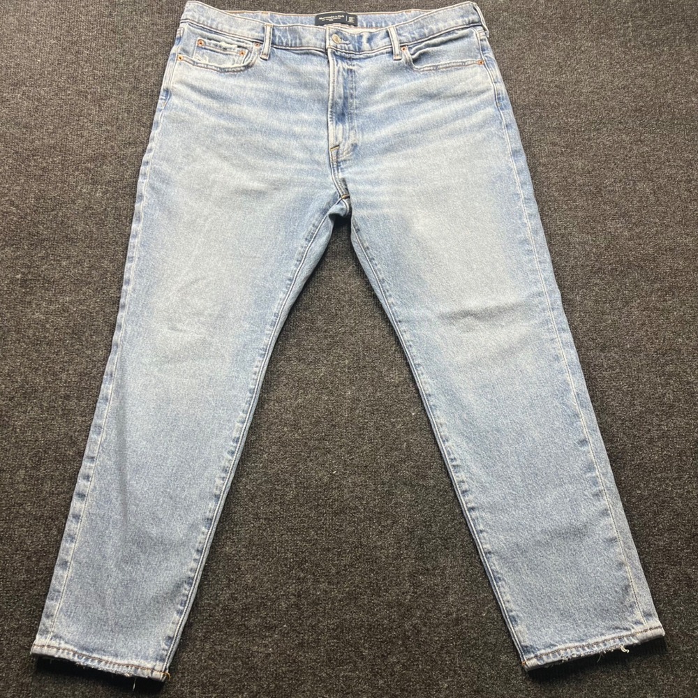 Abercrombie & Fitch A&F Vintage Stretch Slim Jeans Light Wash 40x30 Mens Blue